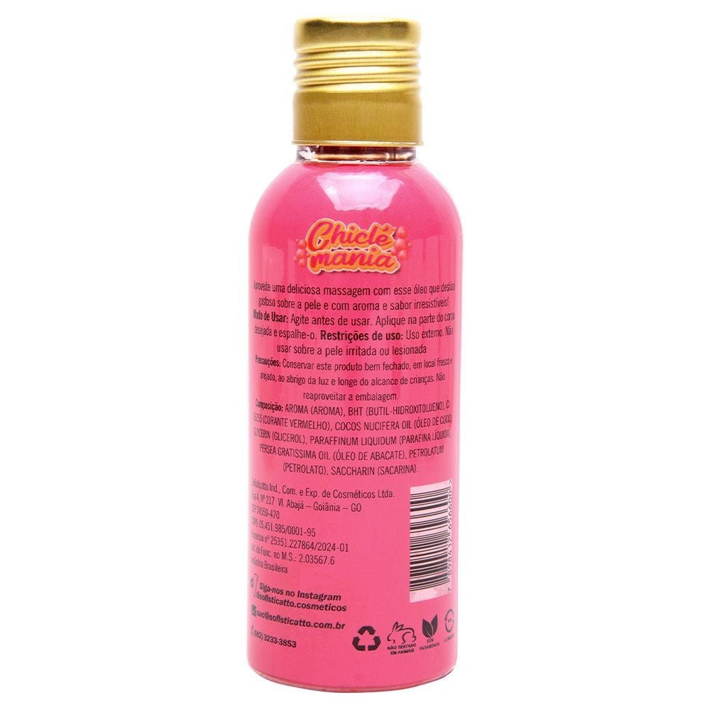 Chiclé Mania óleo Corporal Beijável 120ml Sofisticatto