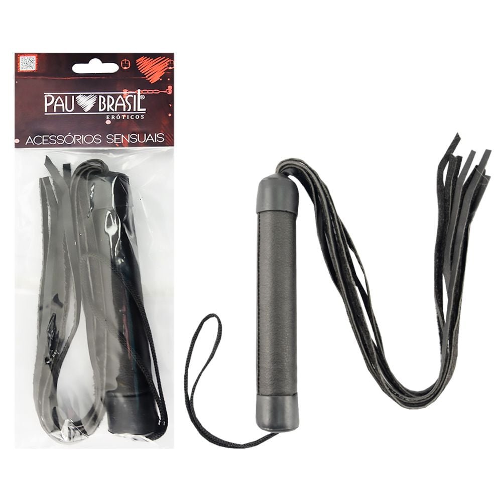 Chicote Preto 8 Tiras 40cm Pau Brasil