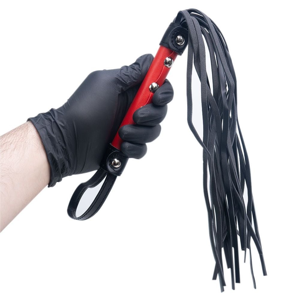 Chicote Preto E Vermelho Em Pu 50 Cm Com Alça Sexy Import