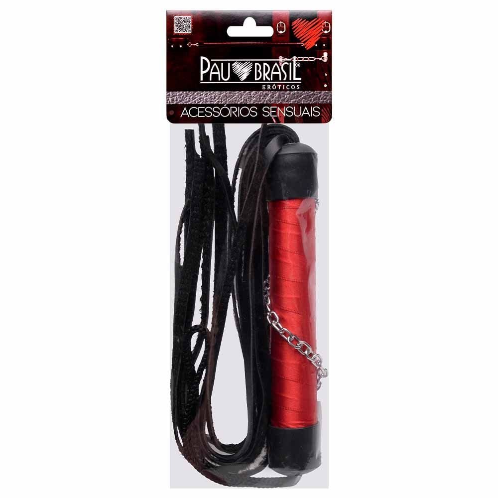 Chicote Vermelho 8 Tiras 40cm Pau Brasil