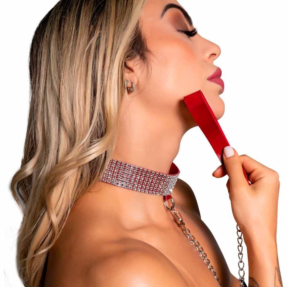 Choker Strass Com Guia Dominatrixxx