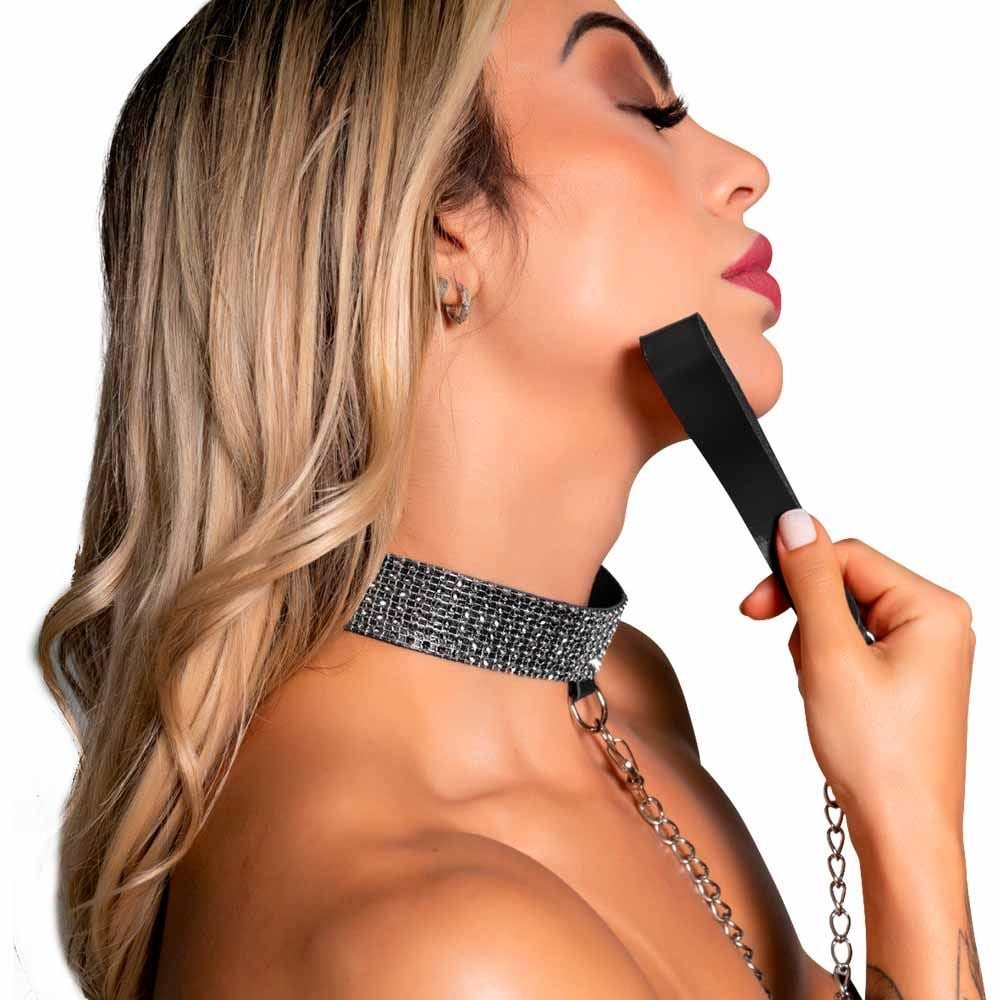 Choker Strass Com Guia Dominatrixxx
