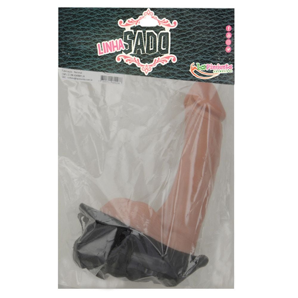 Cinta Com Prótese E Escroto E Vibro 19 X 4,8cm La Pimienta