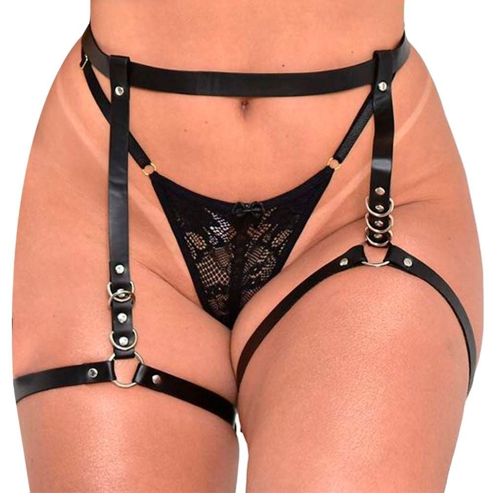 Cinta Liga Sado Em Couro Sintético Sensual êxtase