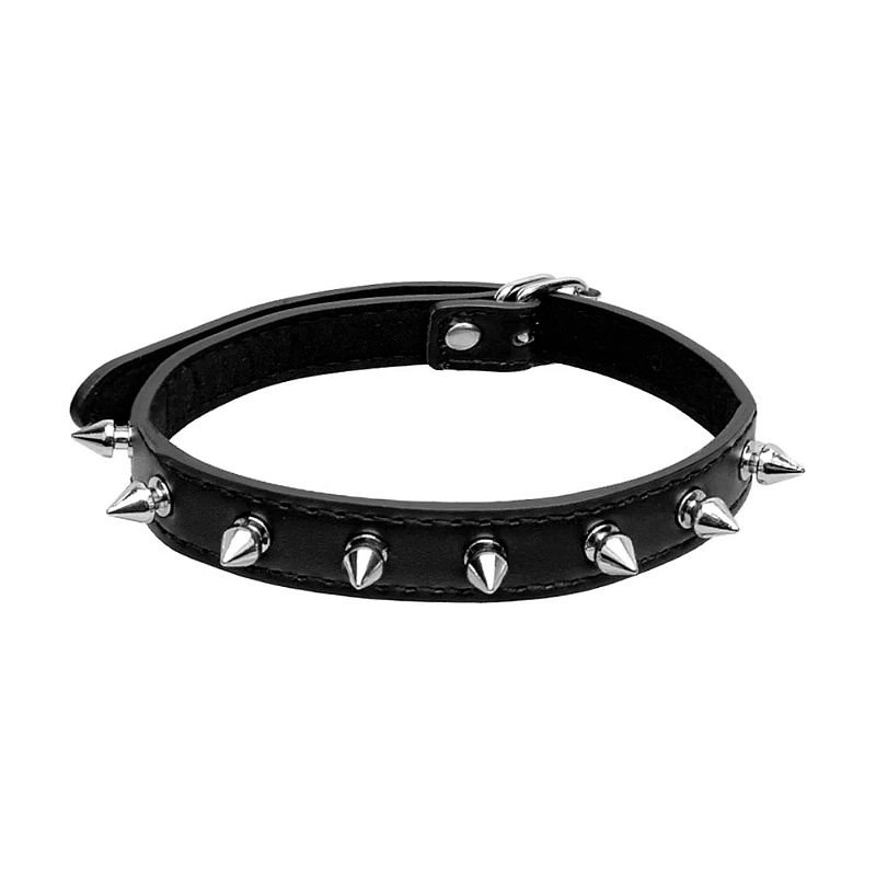 Coleira Bondage Choker com Pinos - Preto