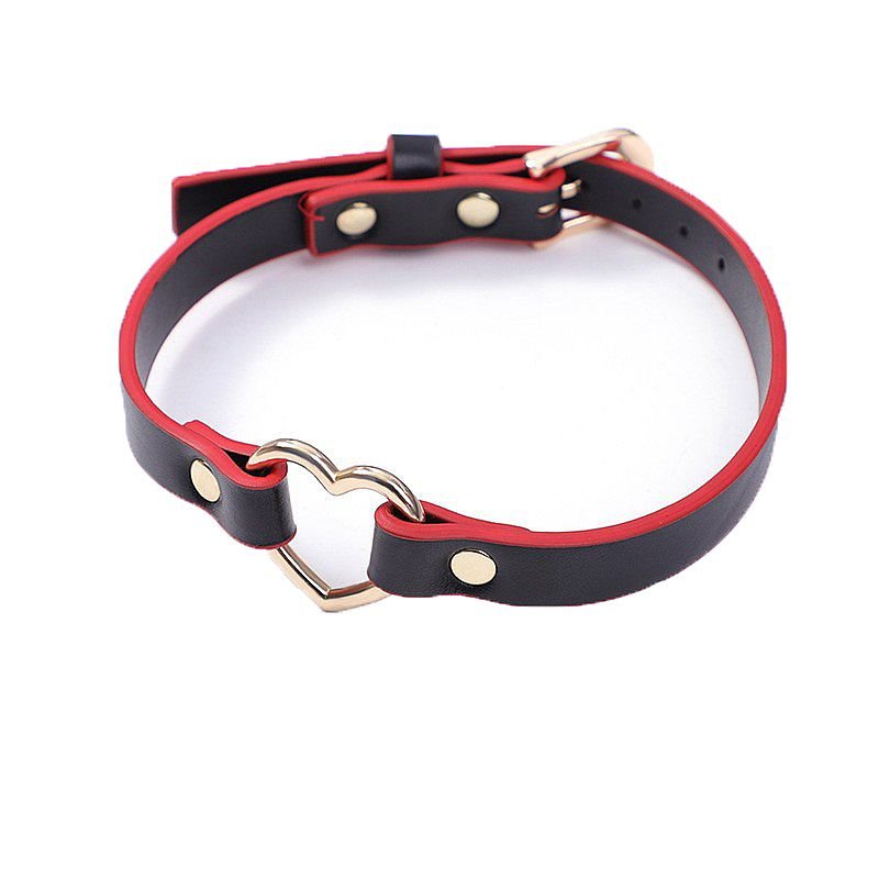 Coleira Bondage com Coração / Choker - Preto e vermelho