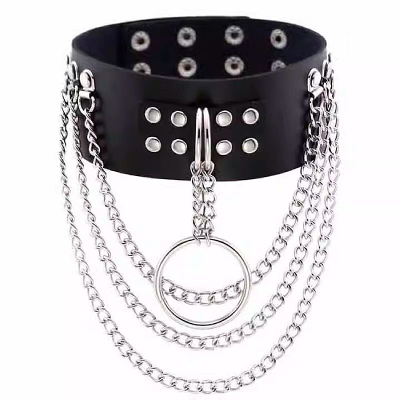 Coleira com Correntes - Choker Rebite