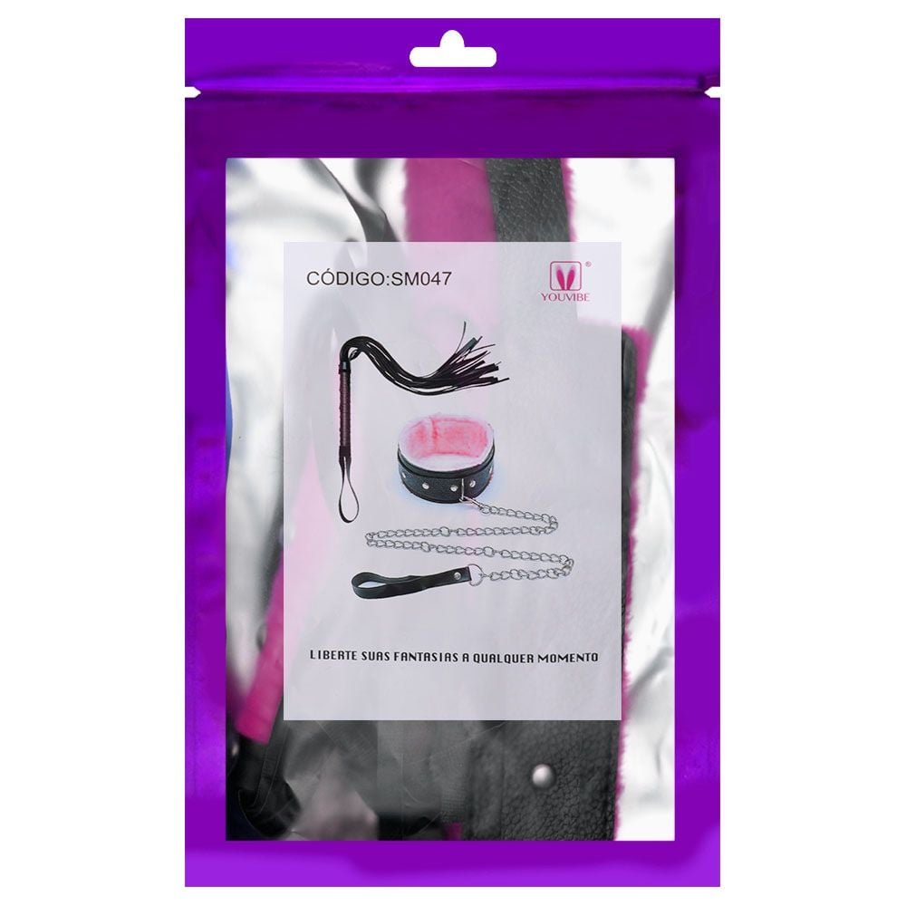 Coleira Com Guia Corrente E Chicote Youvibe Vipmix