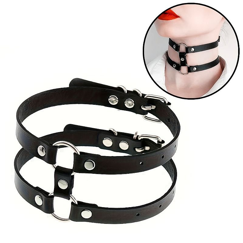 Coleira Dupla Fivela - Choker Rebite