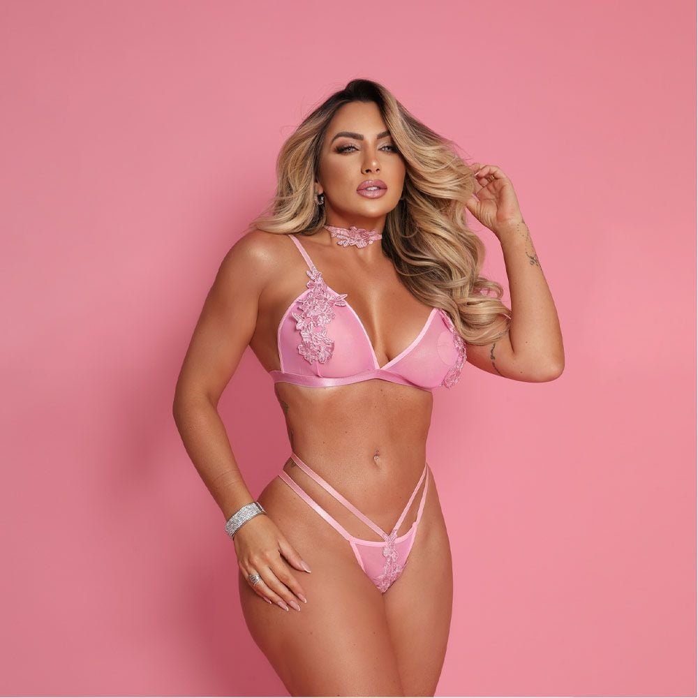 Conjunto Glow Night Tule Com Bordado Tallyta