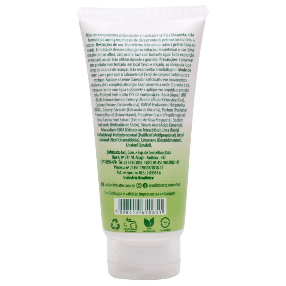 Creme Clareador Rosa Mosqueta 60g Sofisticatto