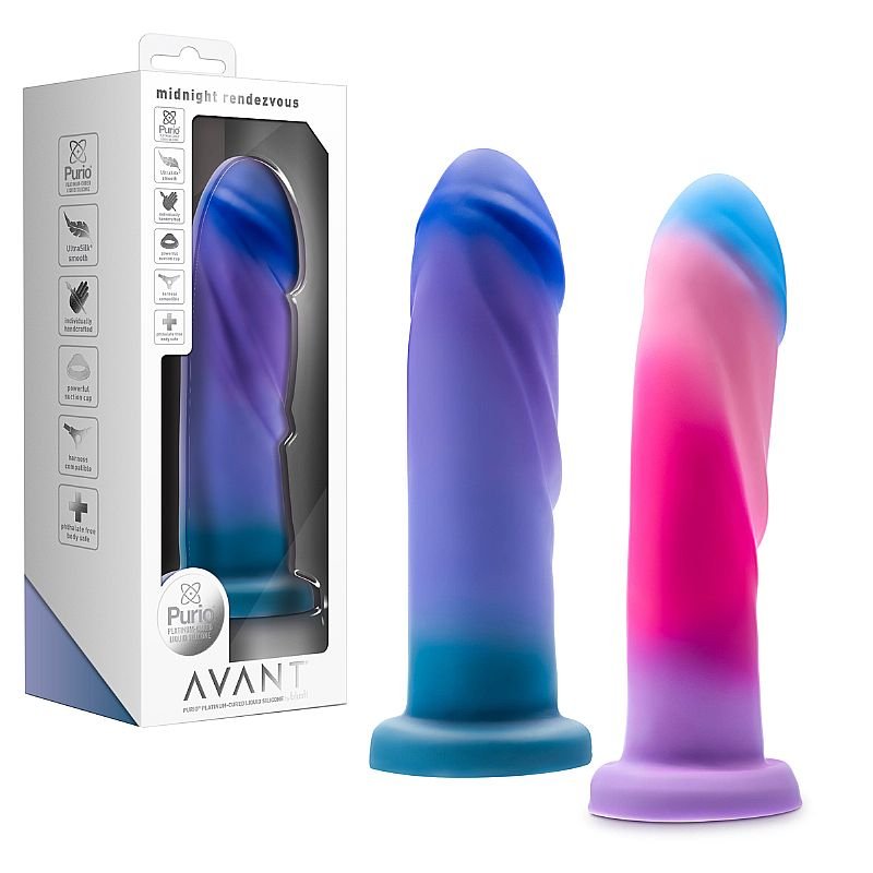 Dildo com Ventosa - 19,7 x 4,4 - Purio - Blush - Azul