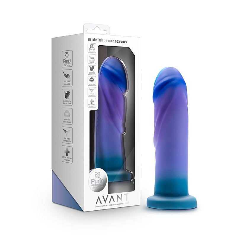 Dildo com Ventosa - 19,7 x 4,4 - Purio - Blush - Azul