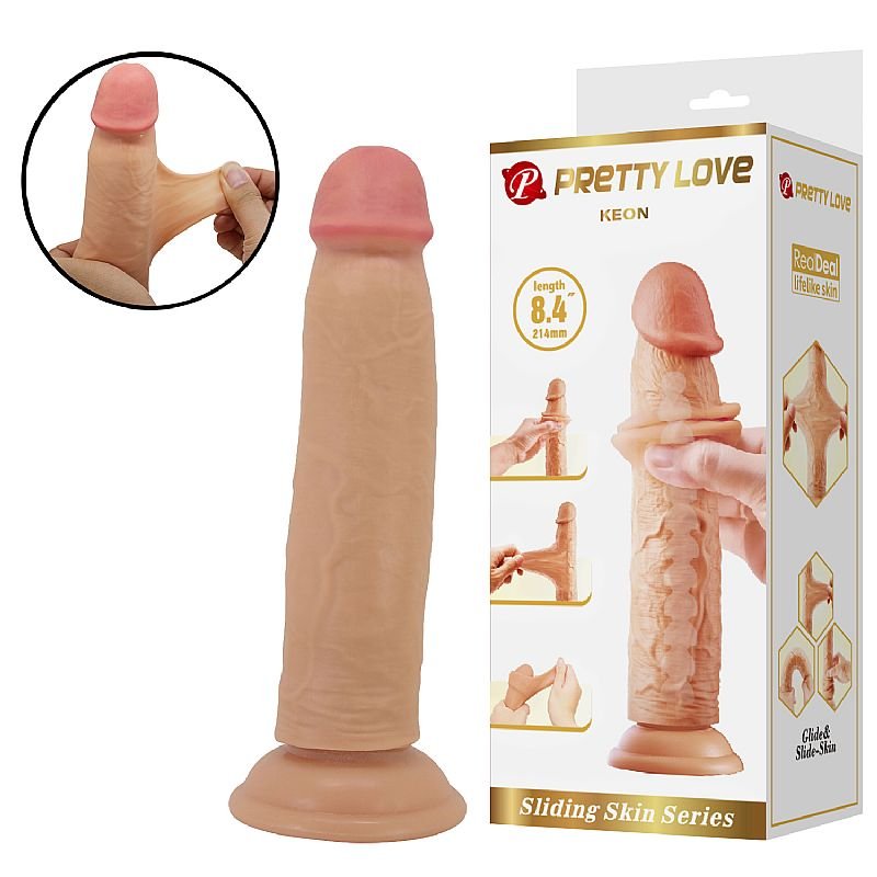 Dildo Realístico com Dupla Camada - Keon / Bege - 21,4 X 4,4 cm - Pretty Love