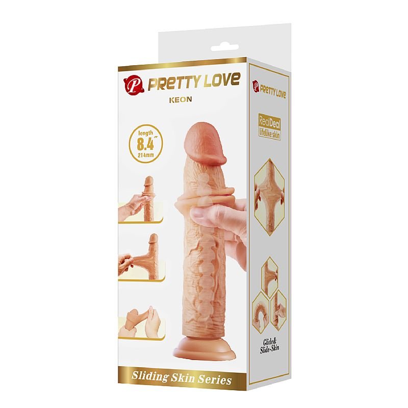Dildo Realístico com Dupla Camada - Keon / Bege - 21,4 X 4,4 cm - Pretty Love