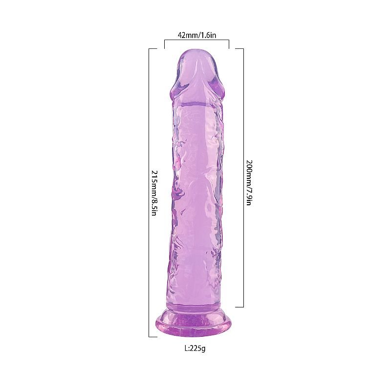 Dildo Realístico - Transparente - 21,5 x 4,2 - Roxo