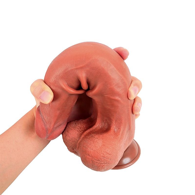 Dildo Super Realístico Dupla Camada - Ventosa Removível - 24,9 X 4,9 - Marrom