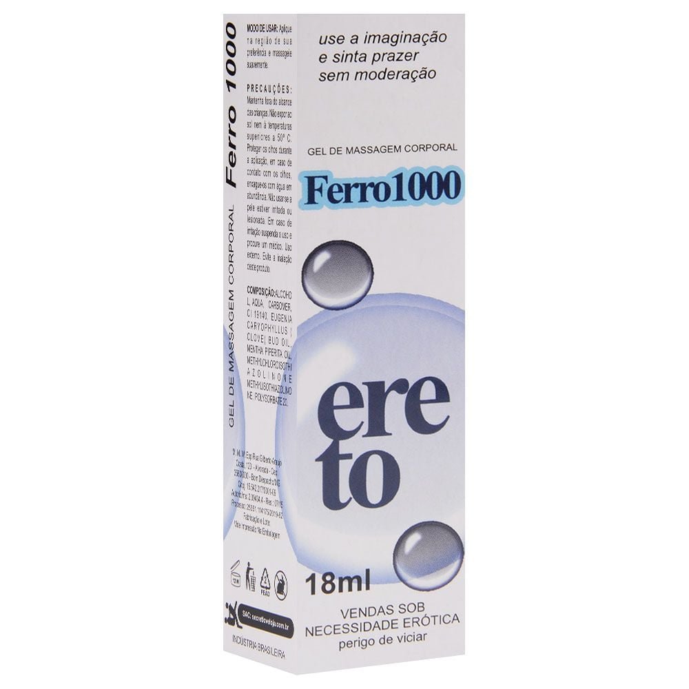 Ferro 1000 Ereto Gel Masculino 18ml Segred Love