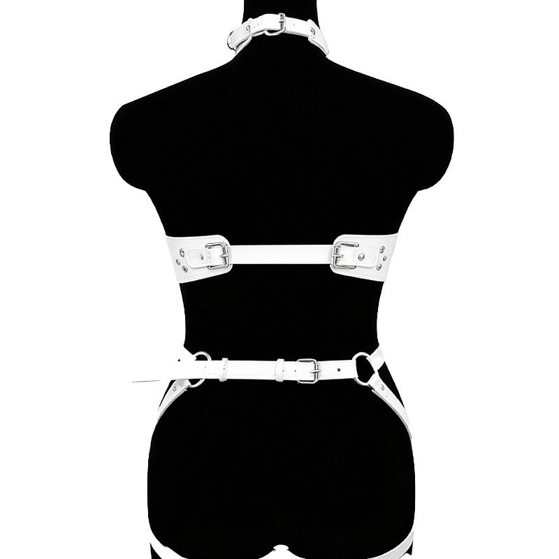 Fetiche Harness de Couro com Algemas / Pescoço e Cintura