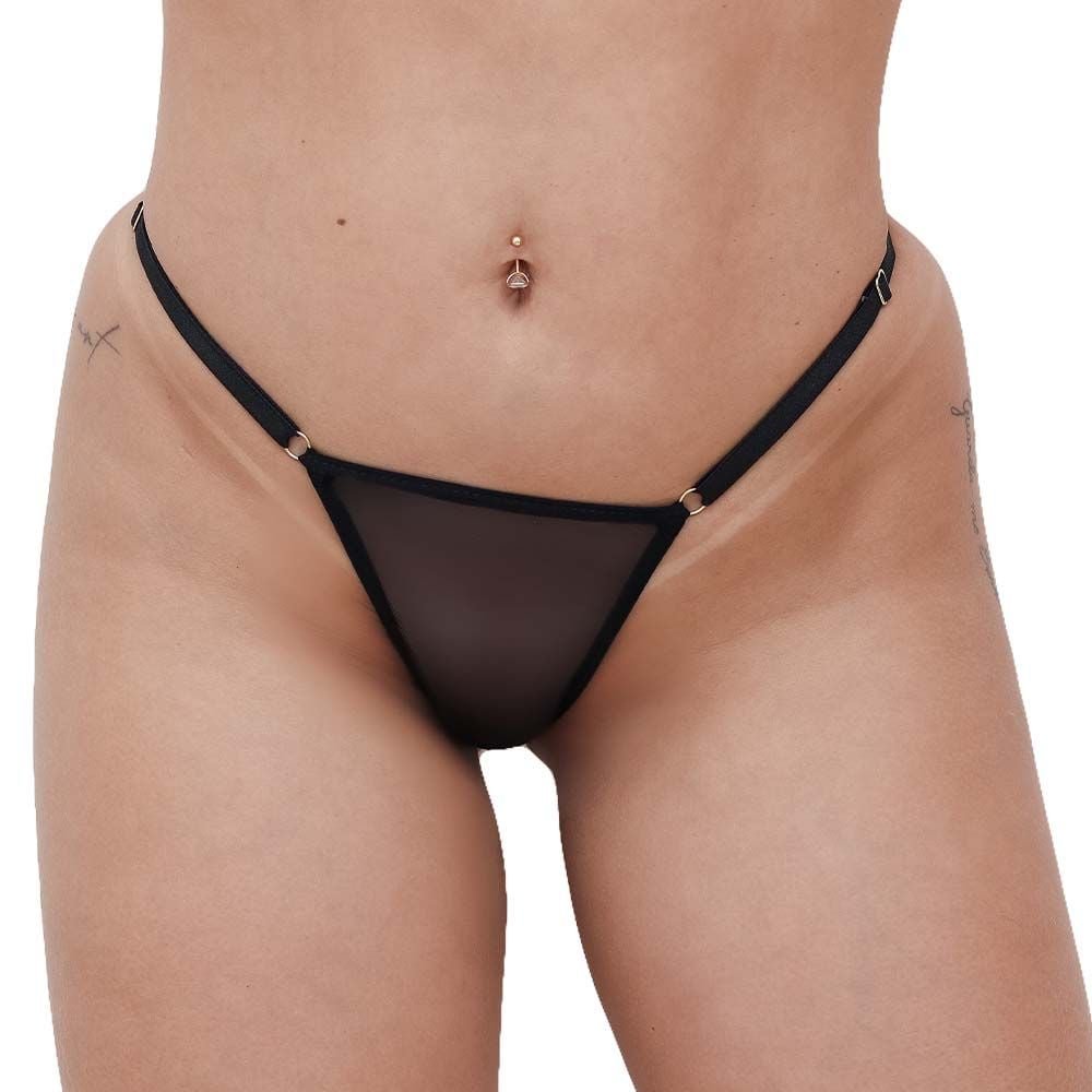 Fio Dental Gis Preta Palavras Strass Tallyta