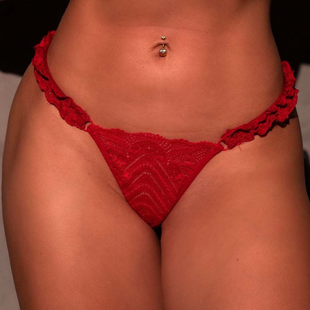 Fio Dental Luxo Vermelha Frases Strass Pimenta Sexy