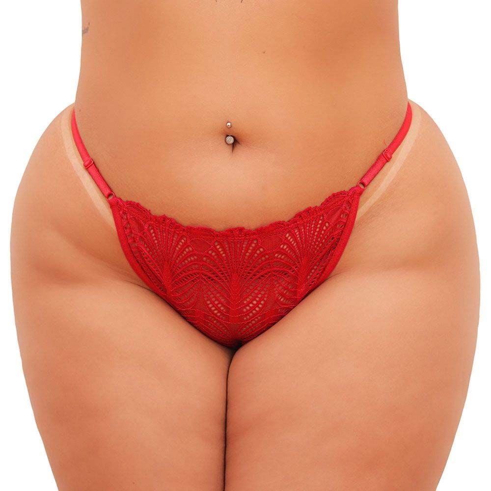 Fio Dental Plus Size Vermelha Palavras Strass Tallyta