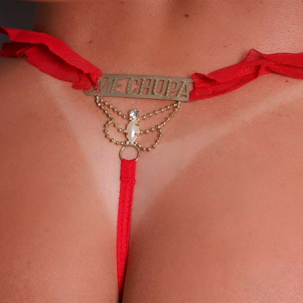 Fio Dental Sensual Voo Com Frase Vermelho Tallyta