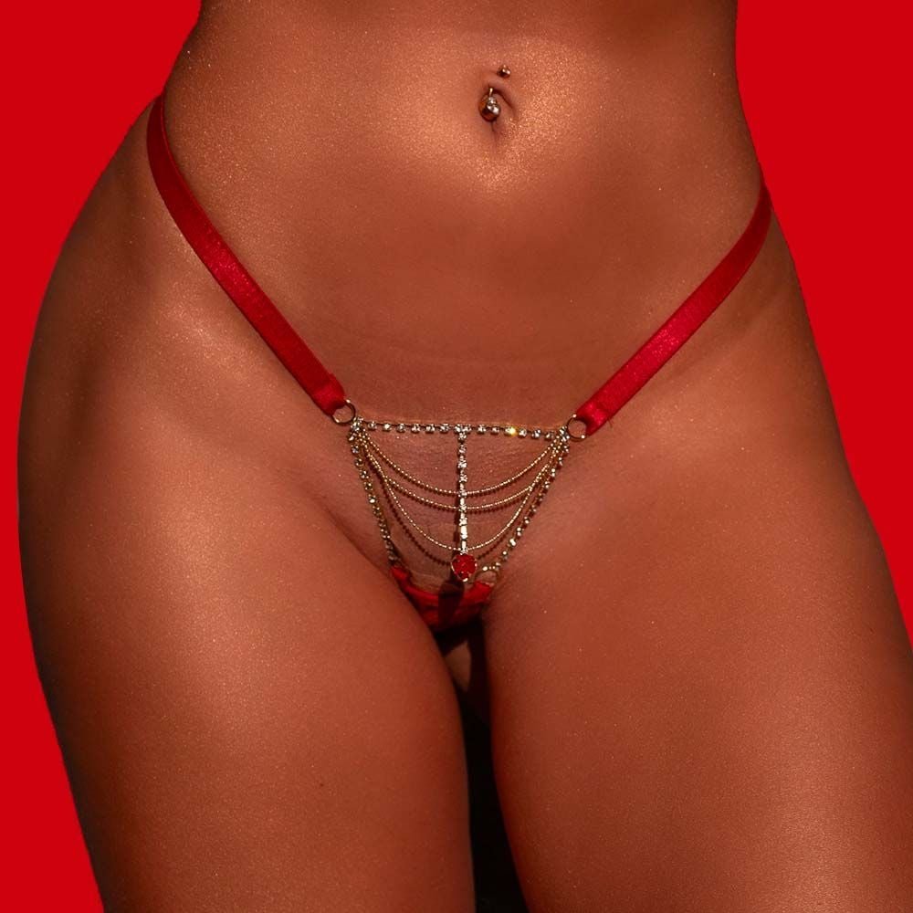 Fio Dental Tanga Safira Strass Pimenta Sexy