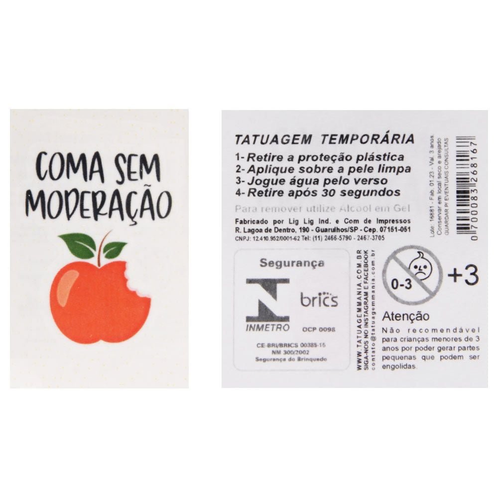 Gel Coma Sem Moderação Tatoo 15ml Segred Love