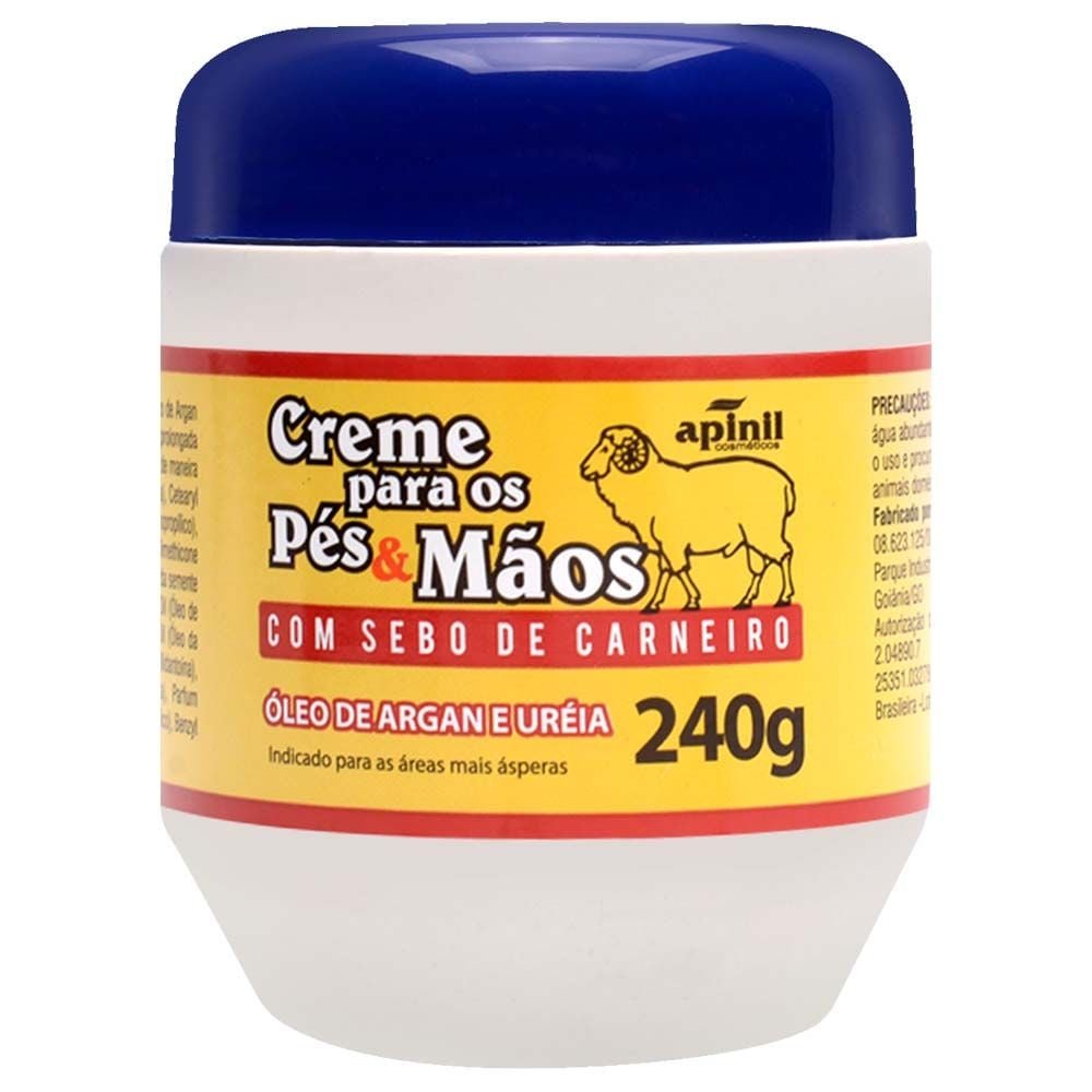 Gel Mãos Pés Argan Uréia Sebo De Carneiro 240g Apinil