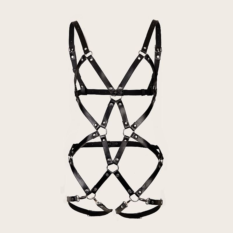 Harness Corporal em Couro com Cinta Liga