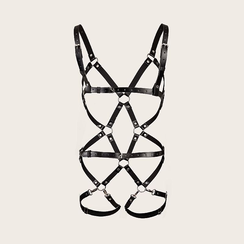Harness Corporal em Couro com Cinta Liga