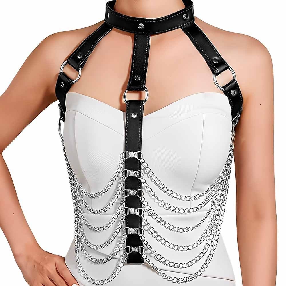 Harness Corporal Em Couro Correntes 2 Sexy Import