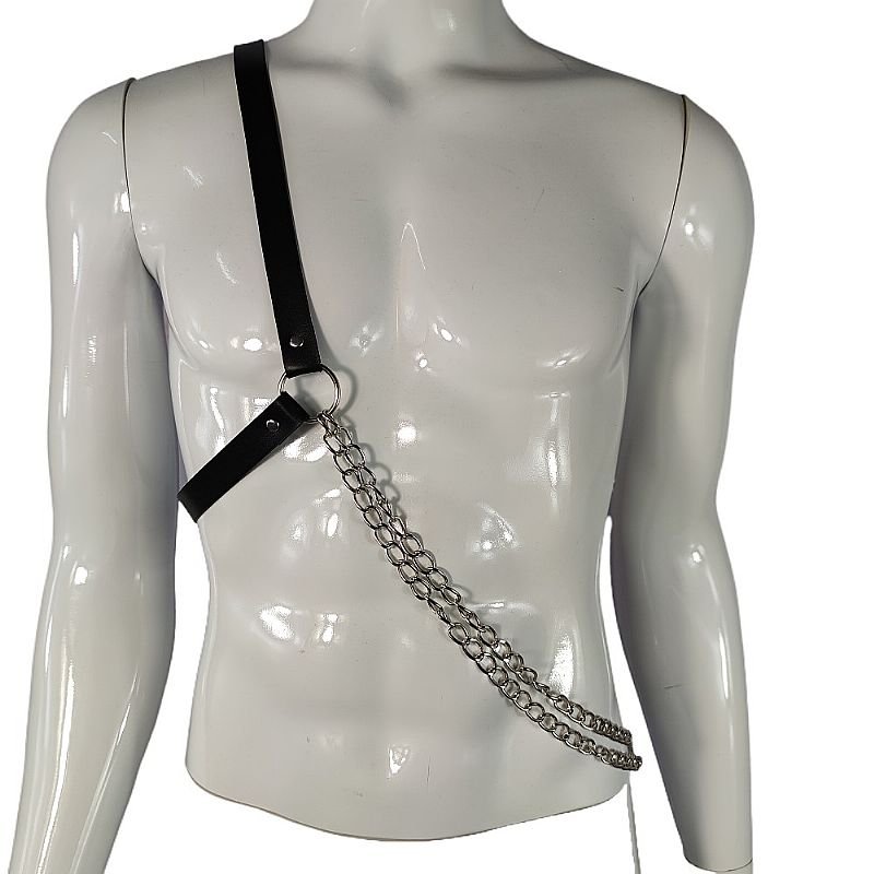 Harness Masculino em Couro e Corrente - 2cm X 100cm