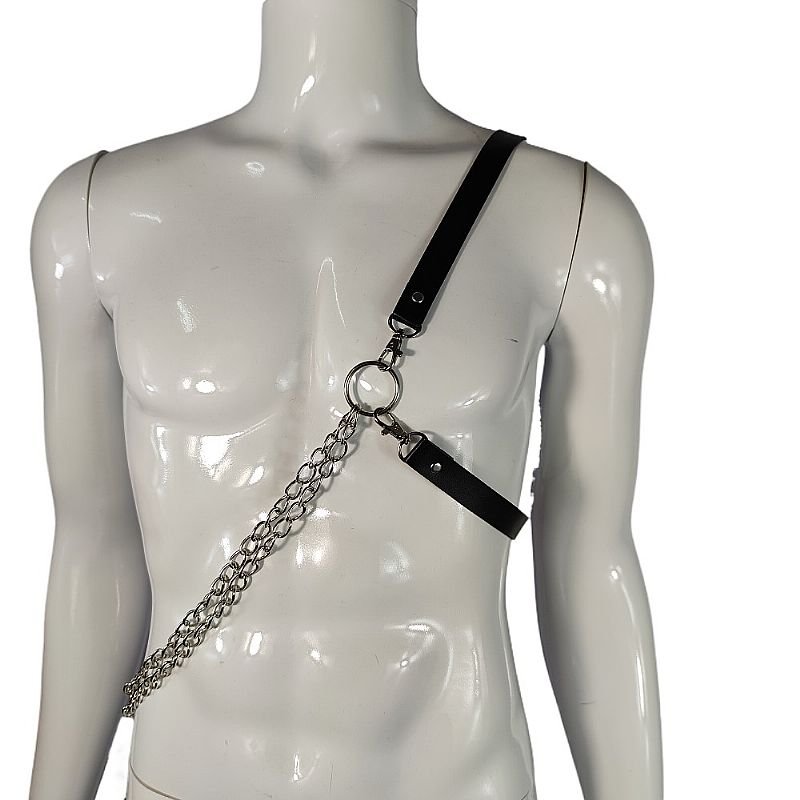 Harness Masculino em Couro e Corrente - 2cm X 100cm