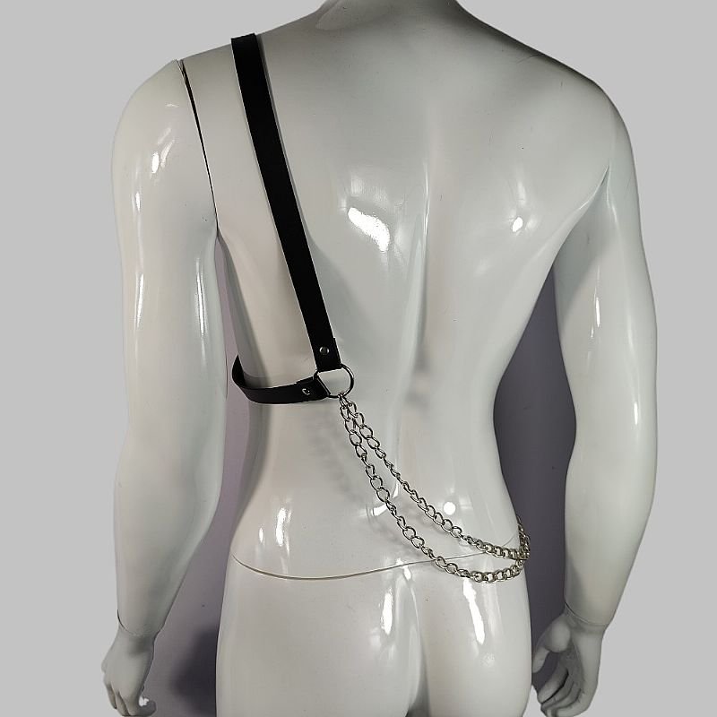 Harness Masculino em Couro e Corrente - 2cm X 100cm