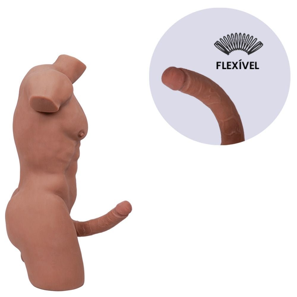 Homem Meio Corpo Cyberskin 70 X 39cm Pênis Sexy Import