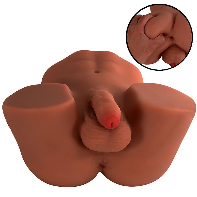 Homem Meio Corpo Médio - com Ânus e Pênis - Marrom