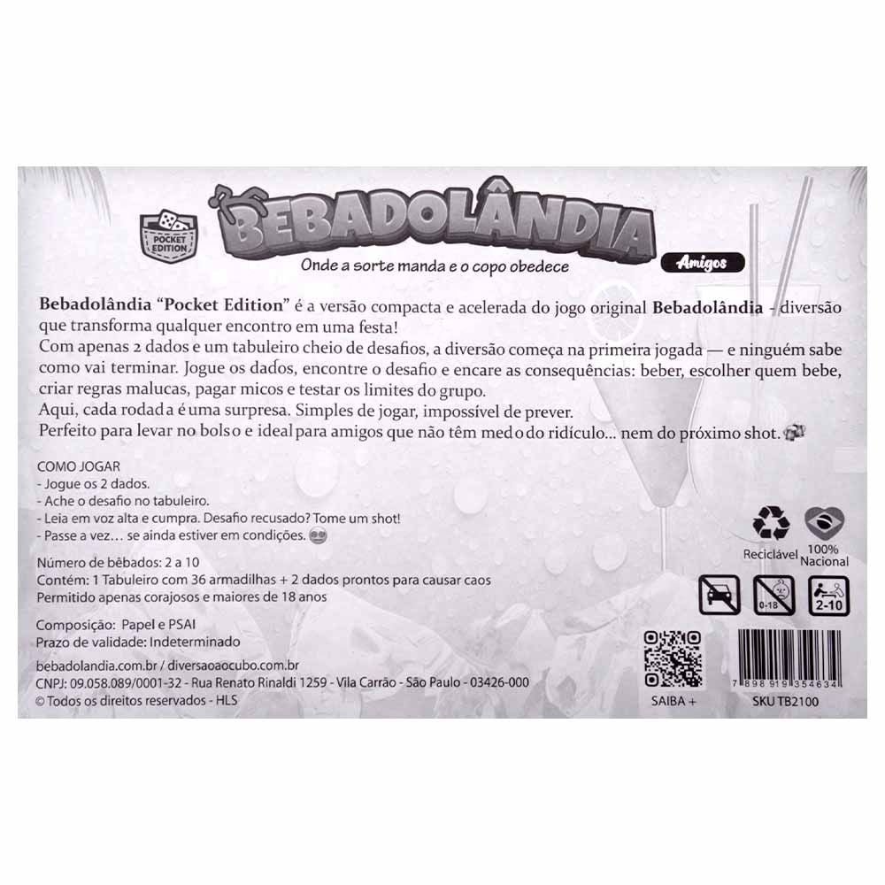 Jogo Bebadolândia Tabuleiro Pocket Diversão Ao Cubo
