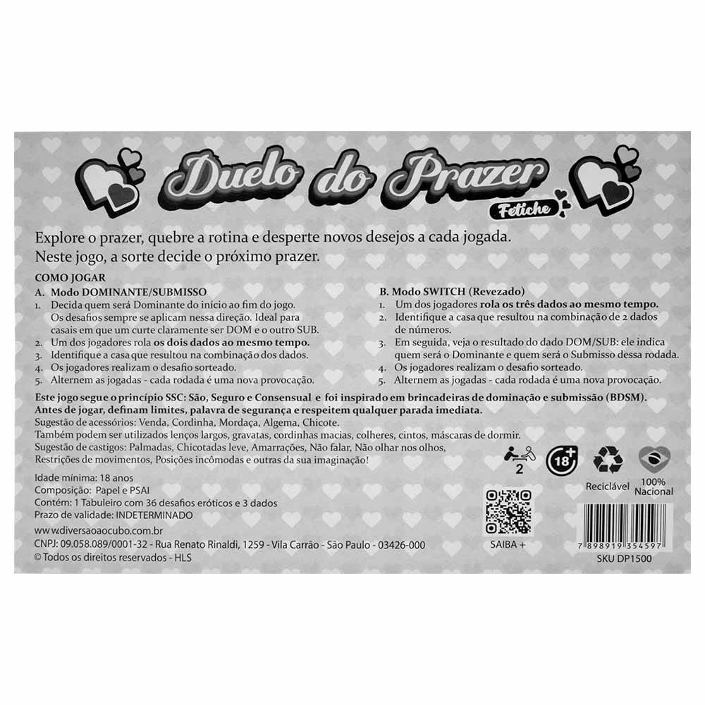 Jogo Duelo Do Prazer Fetiche Diversão Ao Cubo