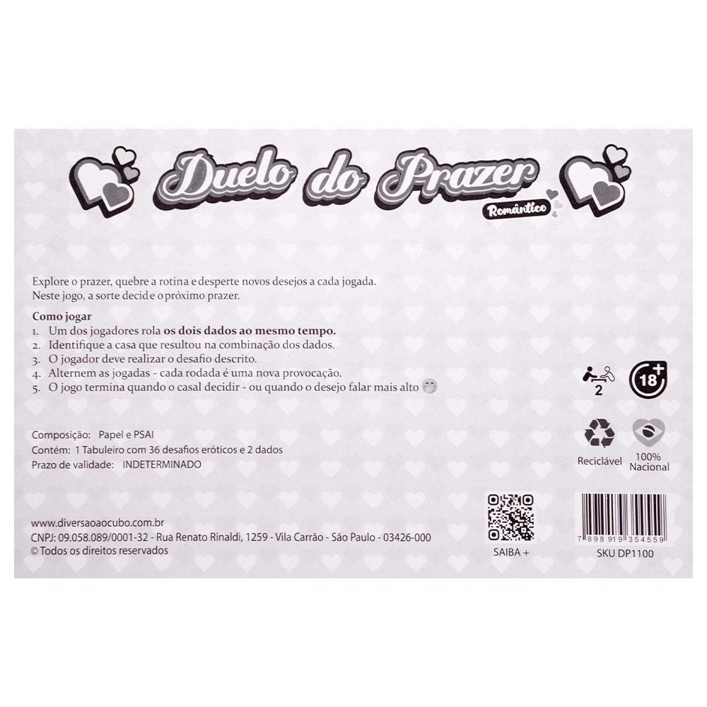 Jogo Duelo Do Prazer Romântico Diversão Ao Cubo
