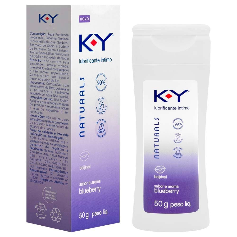K-y Naturals Lubrificante Beijável Blueberry 50g Ky