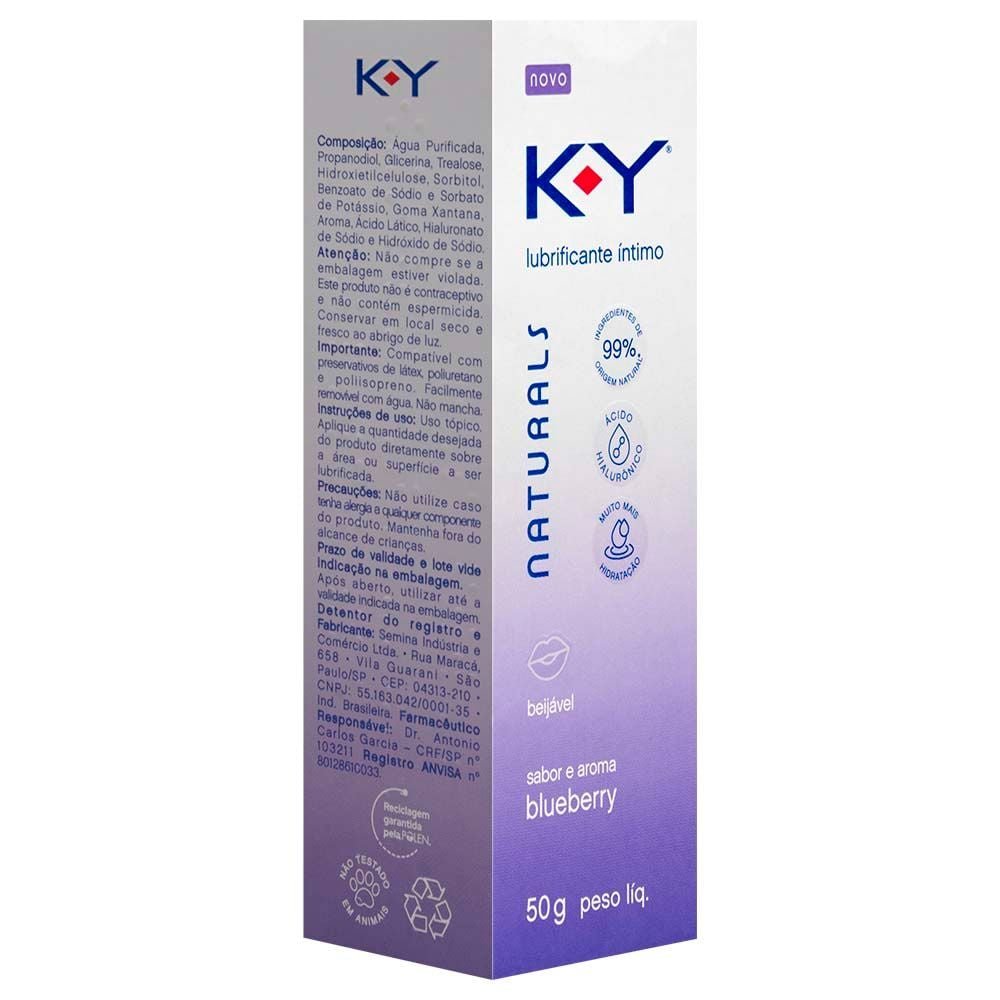 K-y Naturals Lubrificante Beijável Blueberry 50g Ky