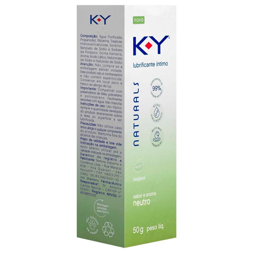 K-y Naturals Lubrificante Beijável Neutro 50g Ky