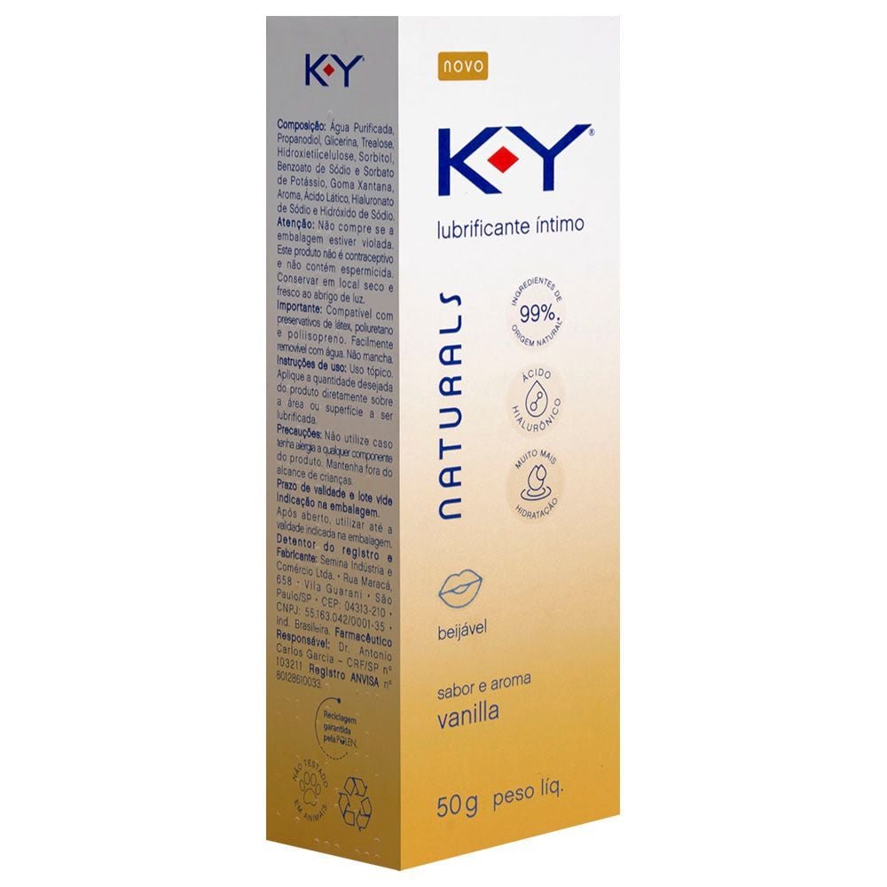 K-y Naturals Lubrificante Beijável Vanilla 50g Ky