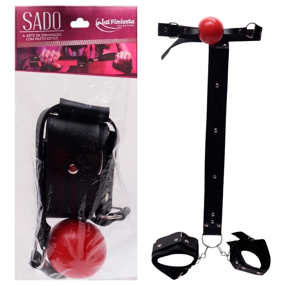 Kit 3 Em 1 Mordaça Bola Algemas Traseira La Pimienta