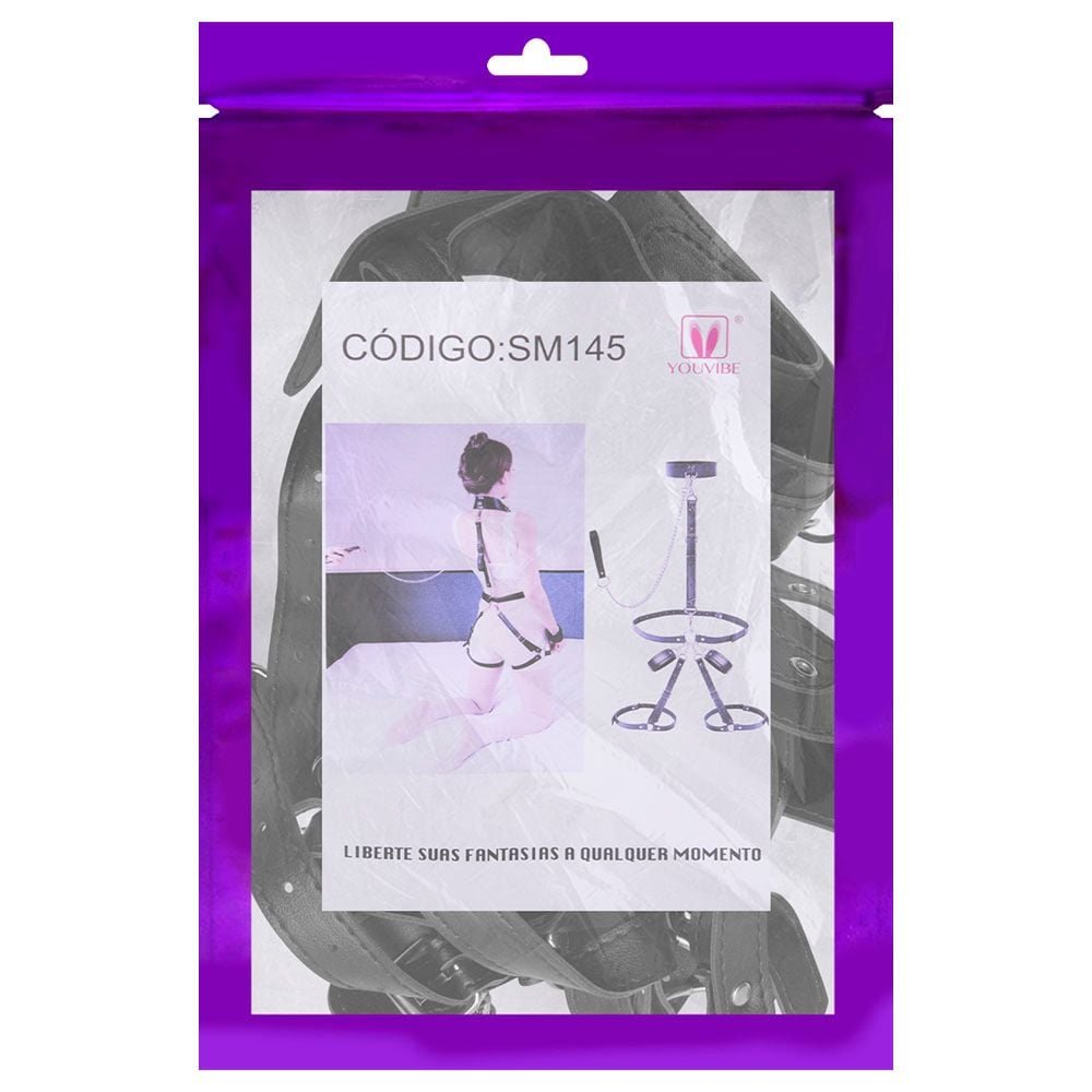 Kit Bondage Cintura Cruzada Coleira Youvibe Vipmix