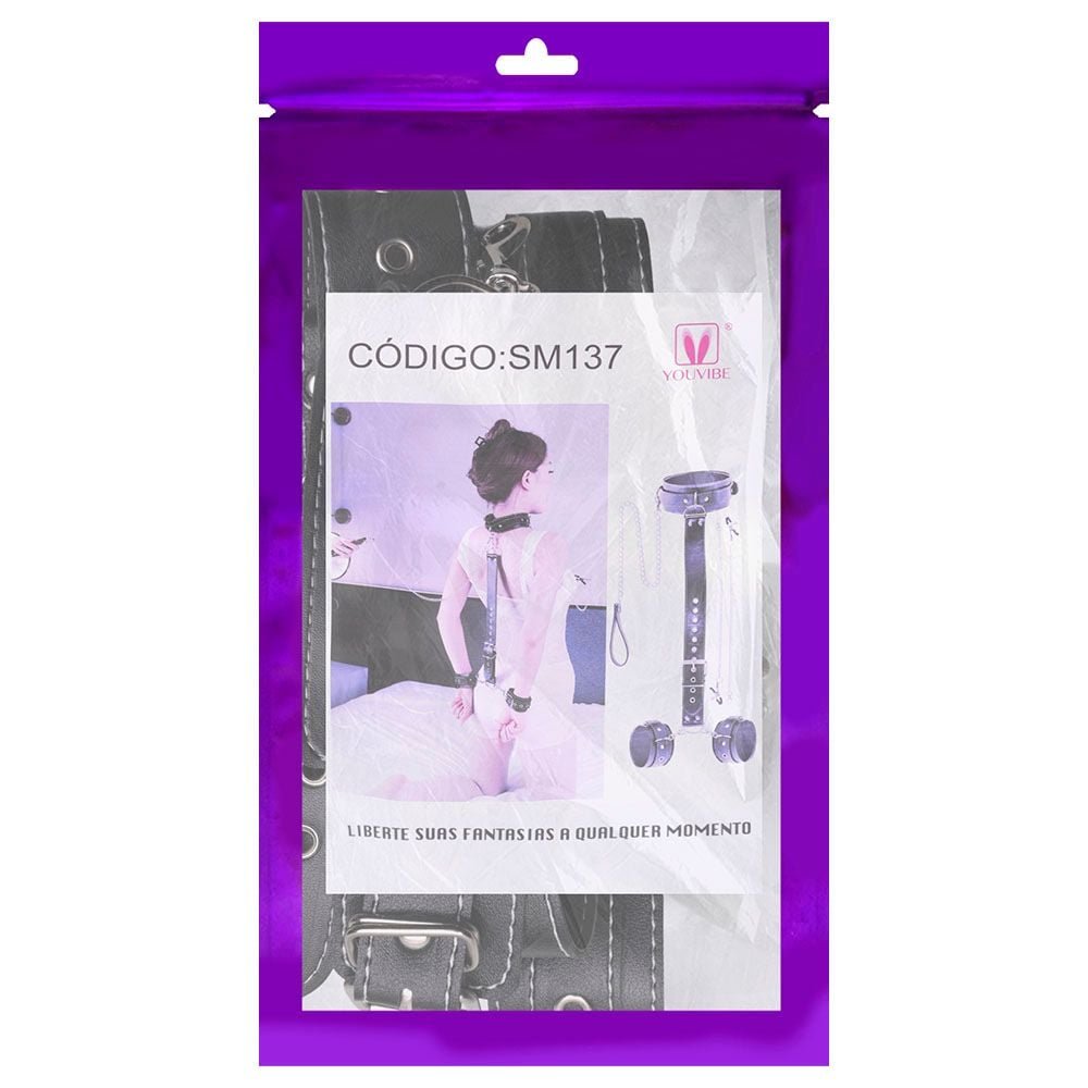 Kit Bondage Corrente Tração Coleira Youvibe Vipmix
