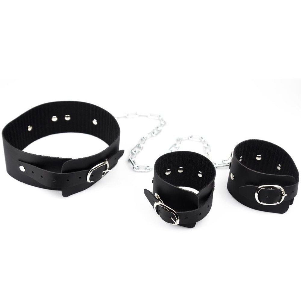 Kit Coleira E Algemas Com Corrente 50cm Dominatrixxx