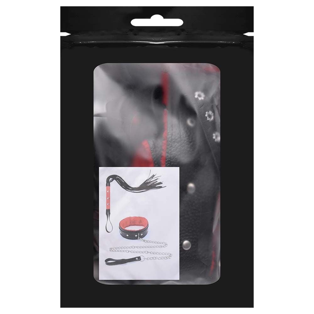 Kit Coleira Guia Corrente Chicote Luxo Sexy Import